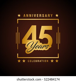 Forty Five years anniversary celebration logotype. 45th year anniversary logo collection. Anniversary label. Anniversary logo template. Anniversary sign. Vector Illustration
