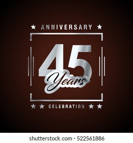 Forty Five years anniversary celebration logotype. 45th year anniversary logo collection. Anniversary label. Anniversary logo template. Anniversary sign. Vector Illustration
