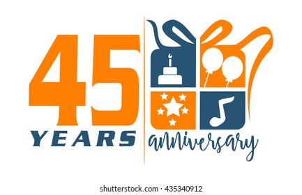 Forty Five Years Gift Box Ribbon Anniversary 