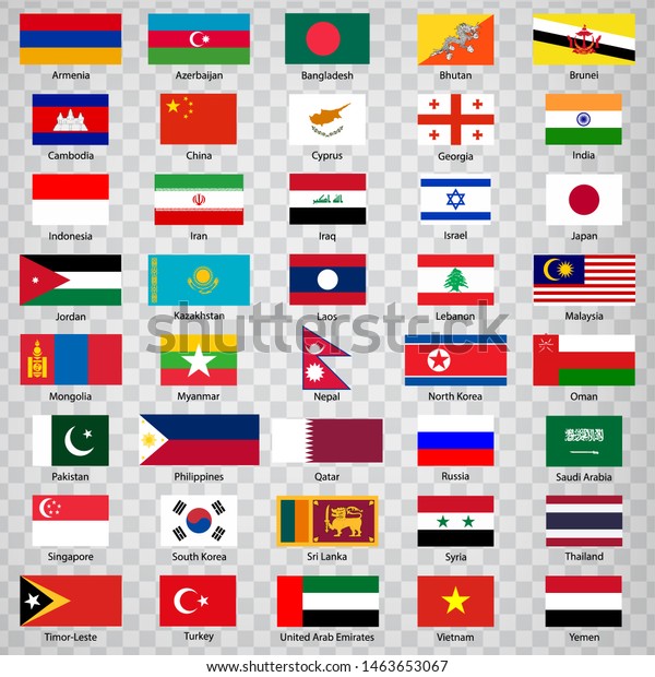 flags of asian countries with their names