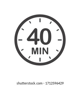 Icono de cuarenta minutos. Símbolo de etiquetas de producto. Usos diferentes como el tiempo de cocción, el tiempo de aplicación cosmética o química, el tiempo de espera...