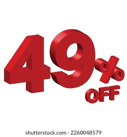 forty nine 49 percent off 3d vector illustration 