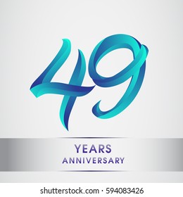 forty nine years anniversary celebration logotype blue colored isolated on white background. 49th birthday logo for invitation card, banner and greeting card