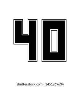 forty number vector, 40 numbers on the sport player's t-shirt template, template logo numeric on clothes