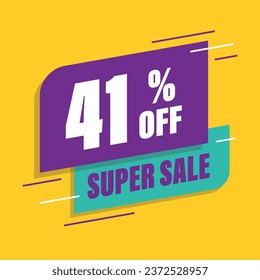 Forty one 41% percent purple and green sale tag vector