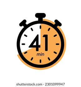 forty one minutes stopwatch icon, timer symbol, cooking time, cosmetic or chemical application time, 41 min waiting time vector illustration