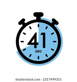 forty one seconds stopwatch icon, timer symbol, 41 sec waiting time vector illustration