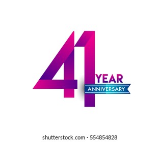 forty one years anniversary celebration logotype colorfull design with blue ribbon, 41st birthday logo on white background