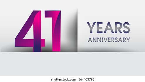 forty one years Anniversary celebration logo, flat design isolated on white background, vector elements for banner, invitation card for 41st birthday party