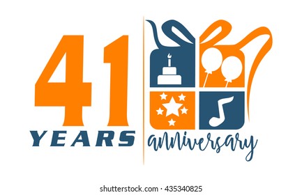Forty One Years Gift Box Ribbon Anniversary 