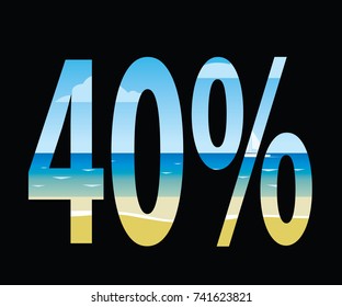 forty percent discount, summer beach background 