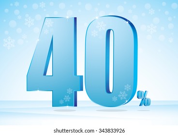 Forty percent on snow background
