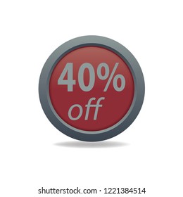Forty persent off vector button, web design element