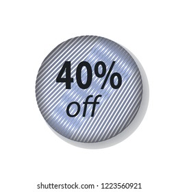 Forty persent off vector button, web design element