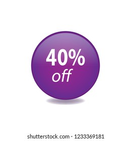 Forty persent off vector button, web design element