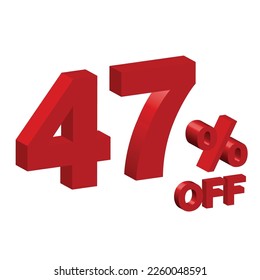 forty seven 47 percent off 3d vector illustration 