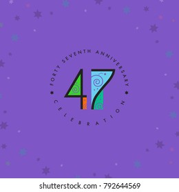 Forty seven years, 47th Anniversary Celebration Logo Design, Number 47 Icon Vector Template.