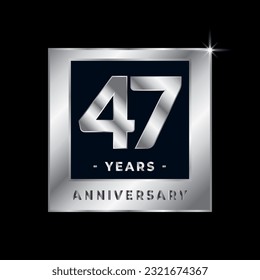 Forty Seven Years Anniversary Celebration Luxury Black and Silver Logo Emblem Isolated Vector
