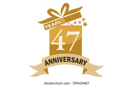 Forty Seven Years Gift Box Ribbon Anniversary 