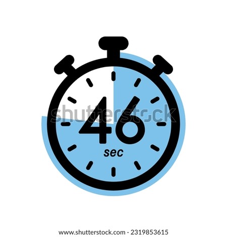 forty six seconds stopwatch icon, timer symbol, 46 sec waiting time vector illustration