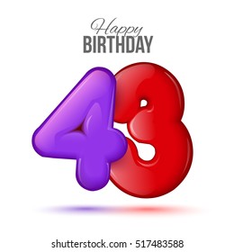 Forty Three Birthday Greeting Card Template Stock Vector (Royalty Free ...