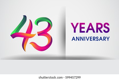forty three years Anniversary celebration logo, colorful design logotype isolated on white background, vector elements for celebrating 43rd birthday party