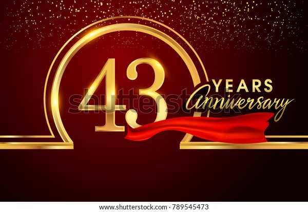 Forty Three Years Birthday Celebration Logotype Stock Vector (Royalty ...
