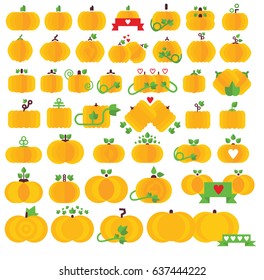 Forty two Pumpkin Vector Illustration Flat Icon Set Food Restaurant