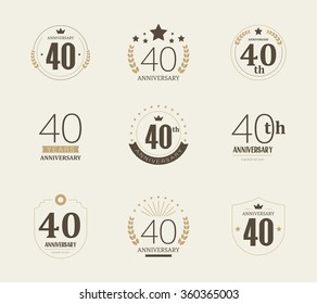 Forty years anniversary celebration logotype. 40th anniversary logo collection.