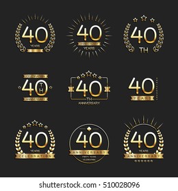 Forty years anniversary celebration logotype. 40th anniversary logo collection.