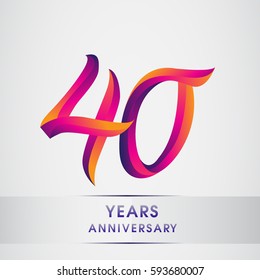 forty years anniversary celebration logotype colorfull design, 40th birthday logo on white background.