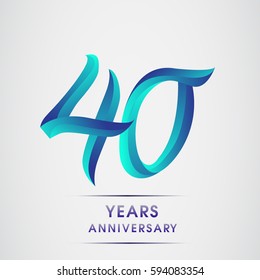 forty years anniversary celebration logotype blue colored isolated on white background. 40th birthday logo for invitation card, banner and greeting card