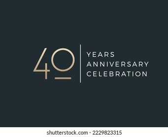 Forty years celebration event. 40 years anniversary sign. Vector design template.
