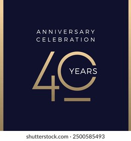 Forty years celebration event. 40 years anniversary sign. Vector design template.
