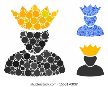 Forum administrator composition of filled circles in different sizes and color hues, based on forum administrator icon. Vector filled circles are composed into blue composition.