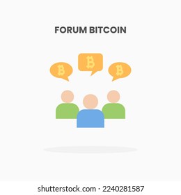 Forum bitcoin chat icon flat. Vector illustration on white background. Can used for web, app, digital product, presentation, UI and many more.