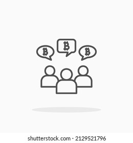 Forum bitcoin chat line icon. Editable stroke and pixel perfect. Can be used for digital product, presentation, print design and more.