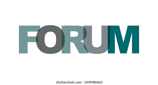 Forum business card text. Modern lettering poster. Color word art slogan icon. Phrases vector print design elements.