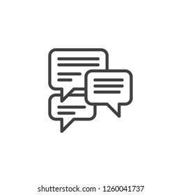 Forum chat comment outline icon. linear style sign for mobile concept and web design. Speech bubbles messages simple line vector icon. Symbol, logo illustration. Pixel perfect vector graphics