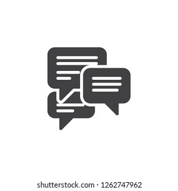 Forum chat comment vector icon. filled flat sign for mobile concept and web design. Speech bubbles messages simple solid icon. Symbol, logo illustration. Pixel perfect vector graphics
