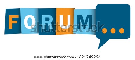 FORUM colorful vector typographic web buttons with speech bubble