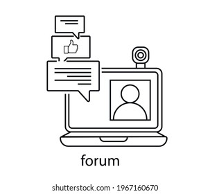 Forum comments icon. Internet correspondence and computer computer use.