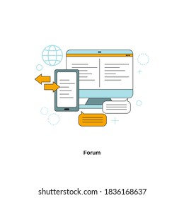 Forum concept illustration. Vector template for website, mobile website, landing page, ui.