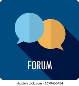 FORUM dark blue square vector button with symbol