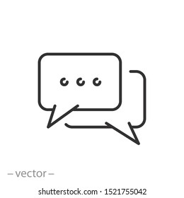 forum discussion icon, feedback or chat, outline messenger, speech text, thin line web symbol on white background - editable stroke vector illustration eps 10