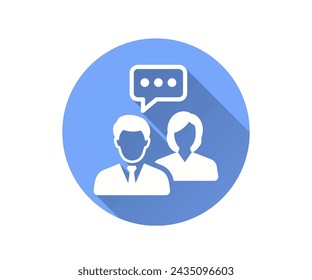 Forum flat icon with long shadow for graphic and web design.
