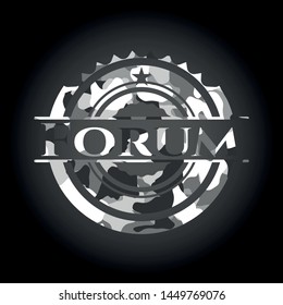 Forum grey camouflaged emblem. Vector Illustration.