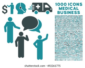 Forum icon with 1000 medical business soft blue vector design elements. Collection style is flat bicolor symbols, white background.