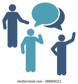 Forum icon from Business Bicolor Set. This flat vector symbol uses cyan and blue colors, rounded angles, and isolated on a white background.