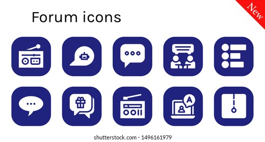 forum icon set. 10 filled forum icons.  Simple modern icons about  - Radio, Chat, Feedback